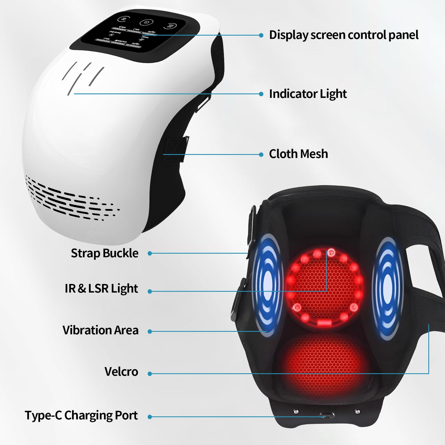 Smart Electric Intelligent Kneading Heating Knee Massager Rechargeable Pain Relief Infrared Laser Vibration Knee Massager