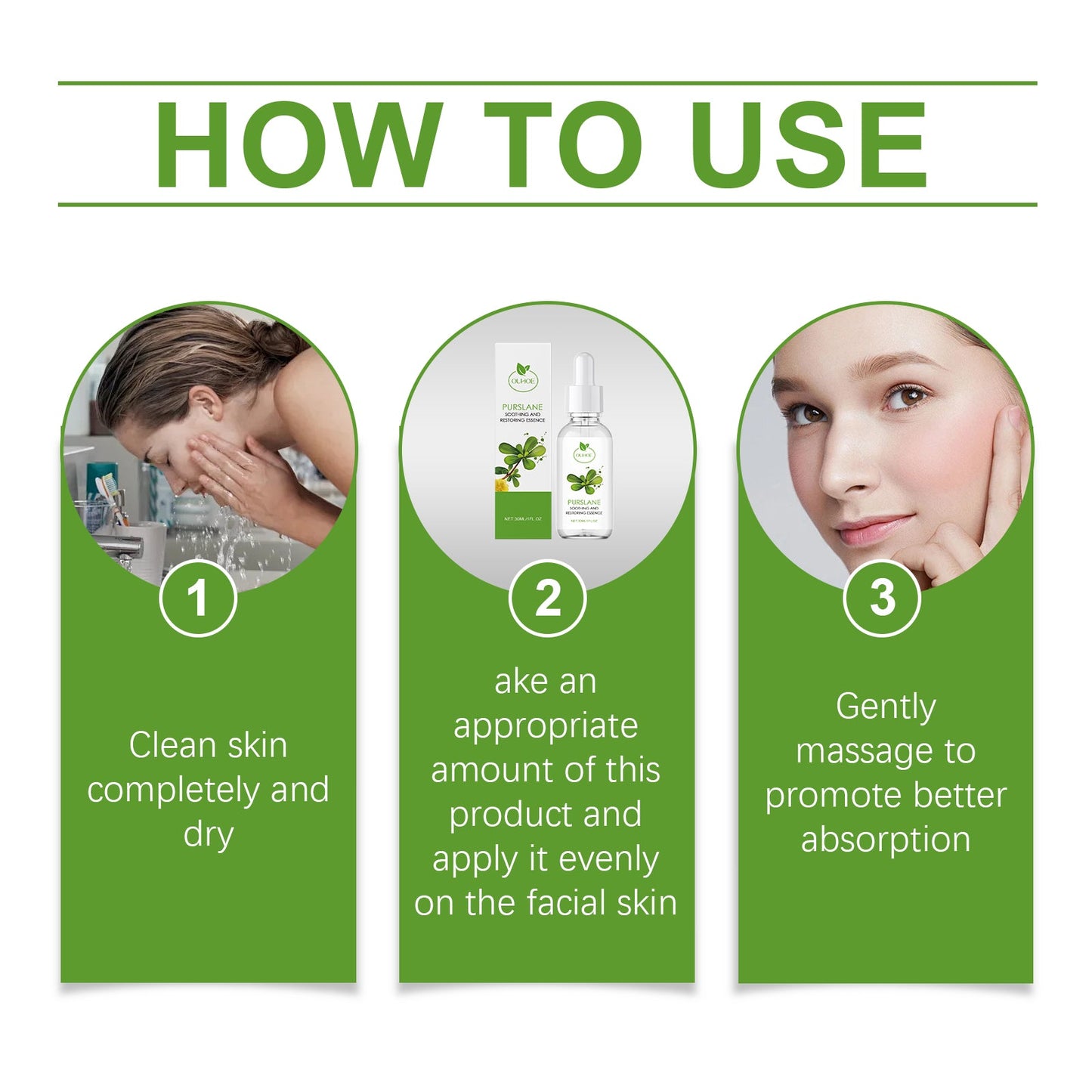 OUHOE Purslane Soothing Repair Serum, Redness Soothing Facial Hydrating Moisturizing Serum