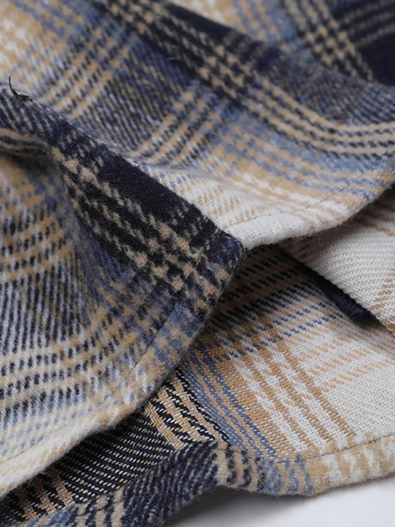 Men's Plaid Button Up Long Sleeve Jacket