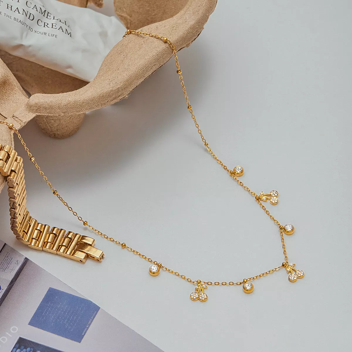 18K Gold-Plated Zircon Cherry Necklace