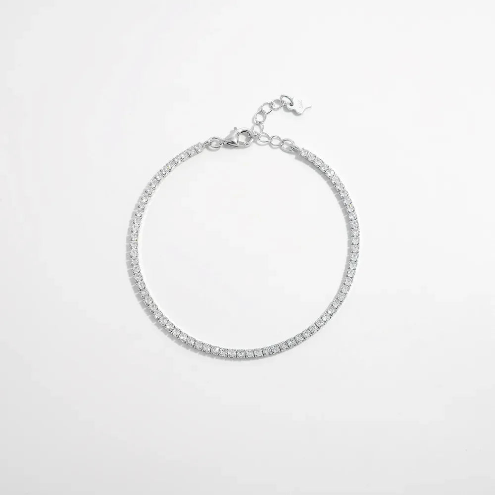 925 Sterling Silver Inlaid Zircon Bracelet