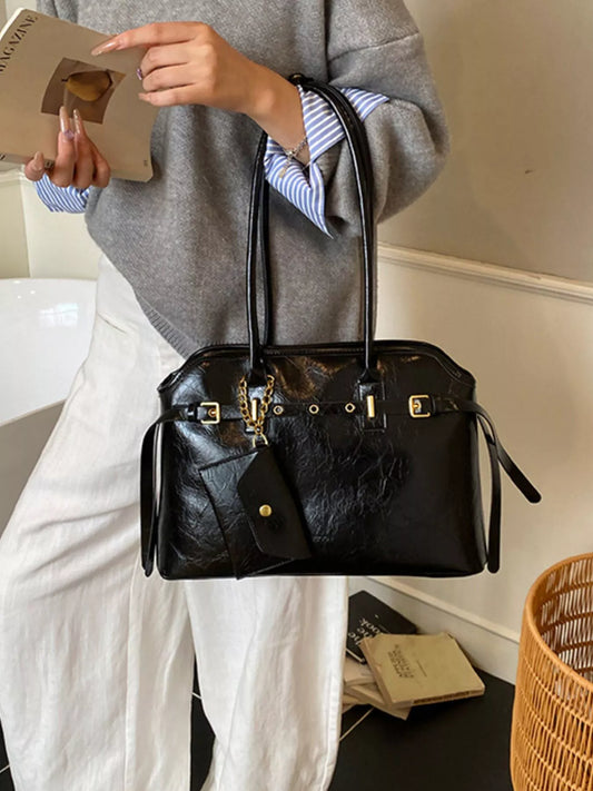 Vintage Buckle Decor Handbag
