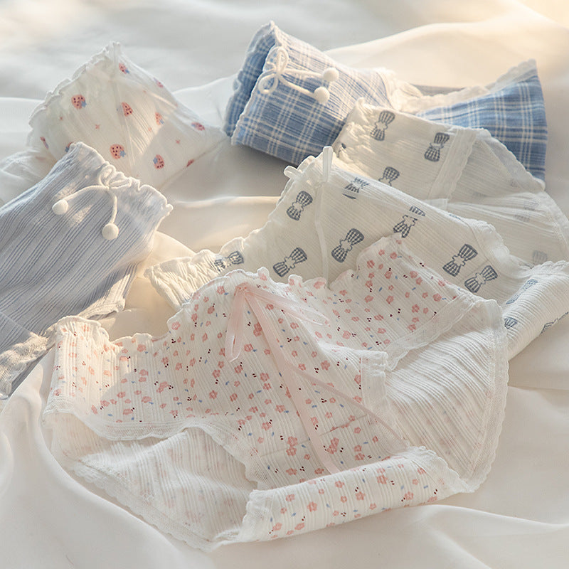 Bow Sweet Little Floral Ribbed Panties