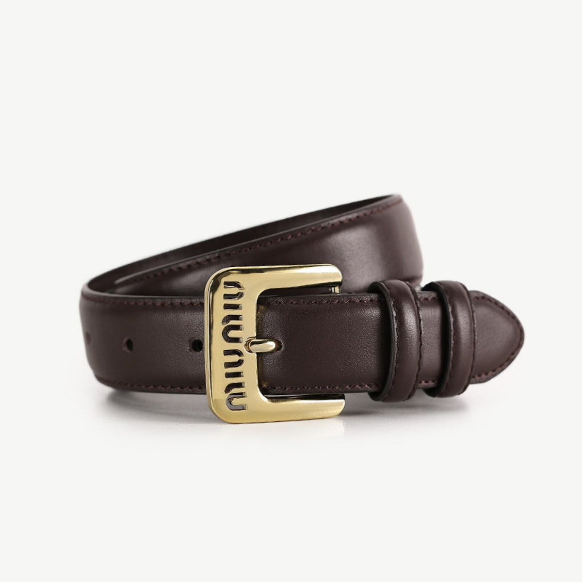Golden Buckle Leather Belt