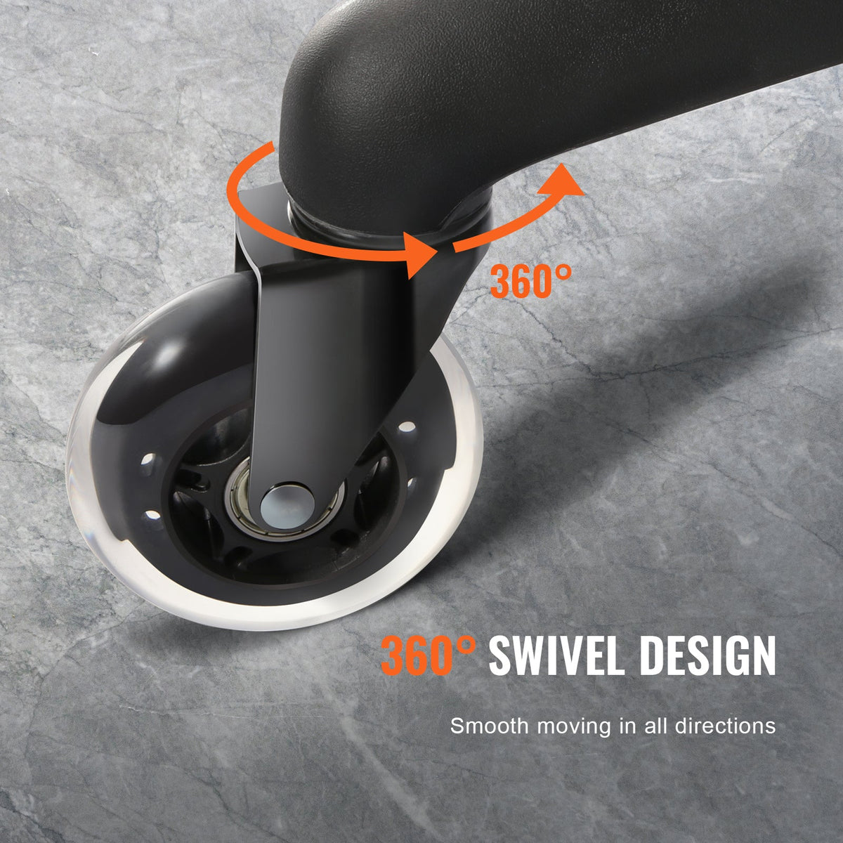 VEVOR Office Chair Wheels, Set Of 5, 3 Inch Caster Wheels Replacement For Hardwood Floors And Carpet, Heavy Duty Computer Gaming Desk Casters With 130 Lbs Load Capacity, Universal Fit For Most Chairs