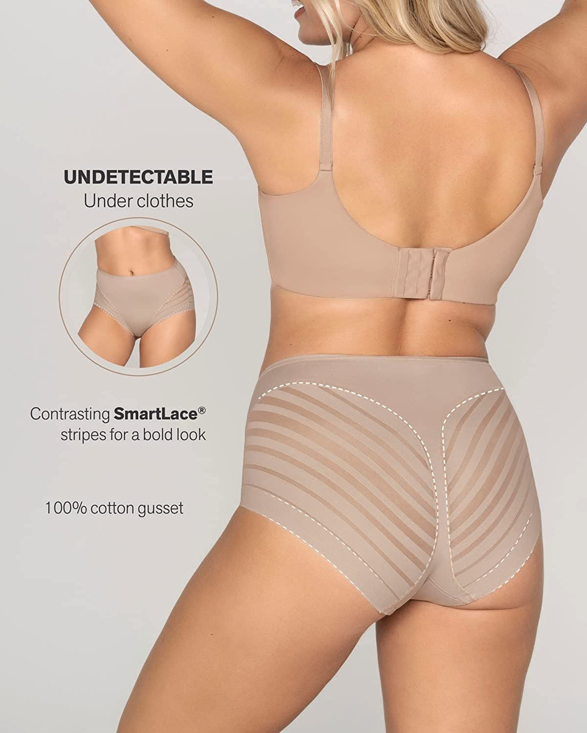 High Waist Ice Silk Breathable Belly Extraction Hip-lifting Striped Cotton Crotch Women's Underwear
