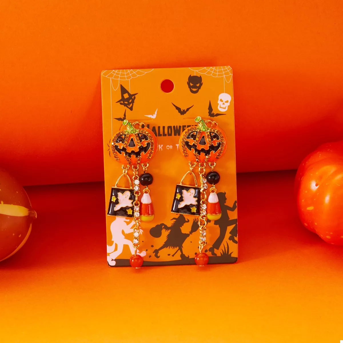 Halloween Pumpkin Drop Earrings