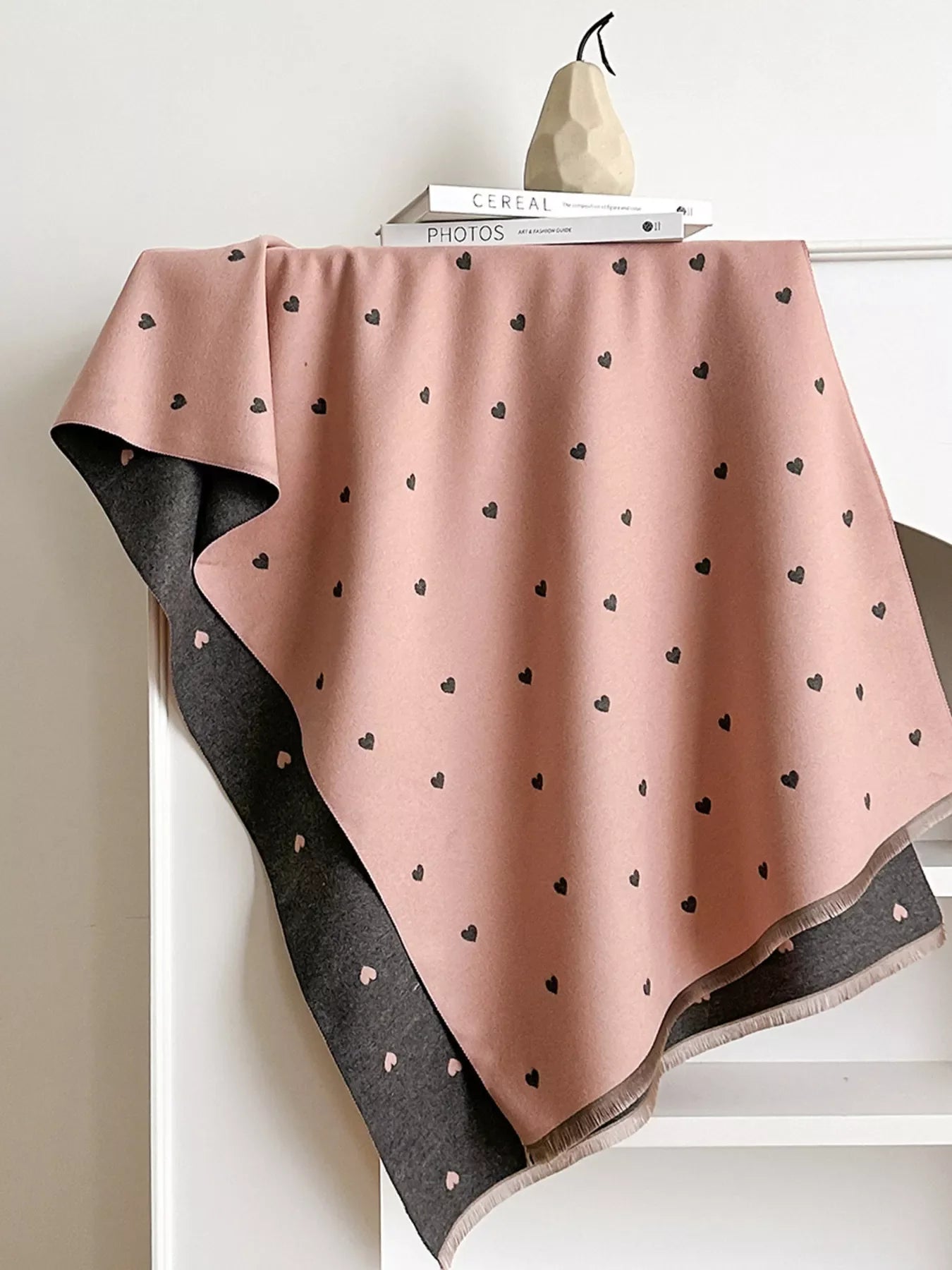 Heart Raw Hem Scarf