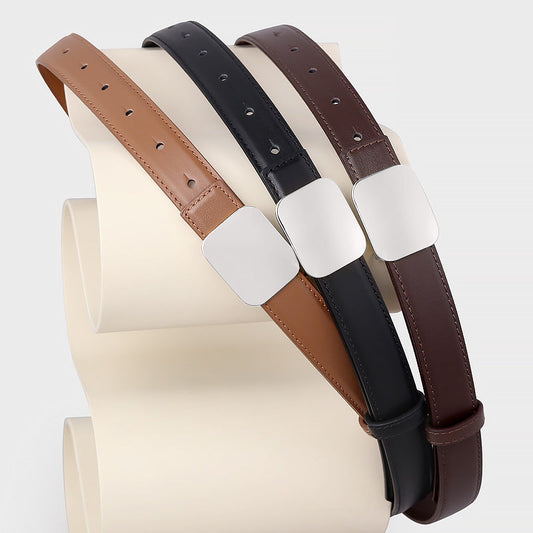 Square Buckle Leather Belt