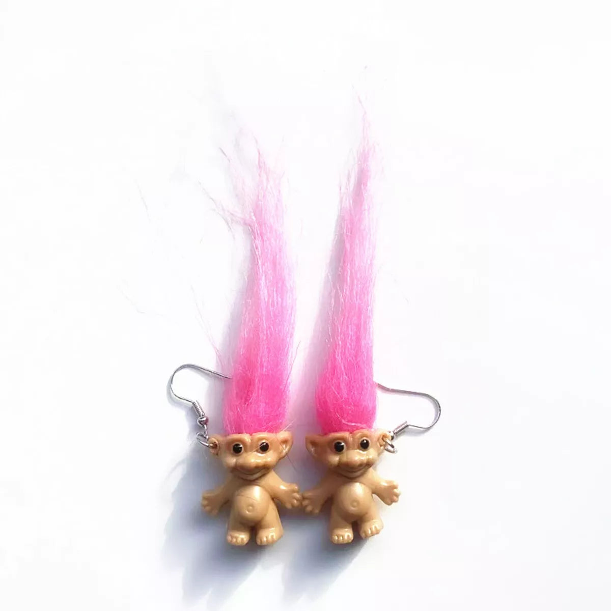 Whimsical Troll Doll Dangle Earrings