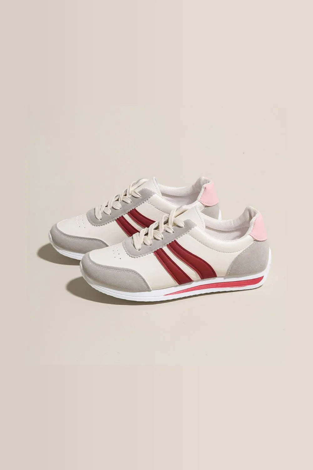 Lace Up Contrast Round Toe Flats Sneakers