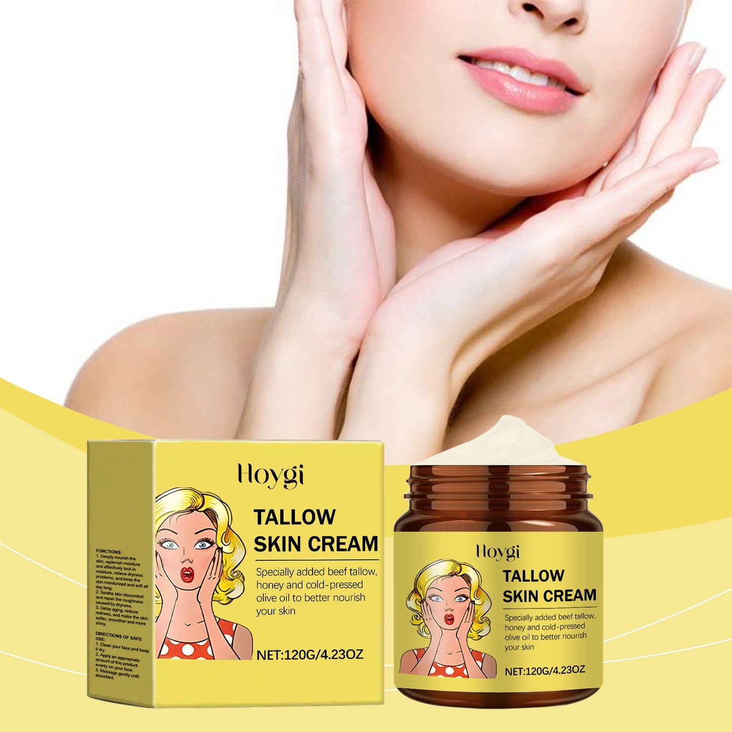 Hoygi Tallow Honey Moisturizer, Gentle Hydrating Moisturizing Facial Skin Tender Care Moisturizer
