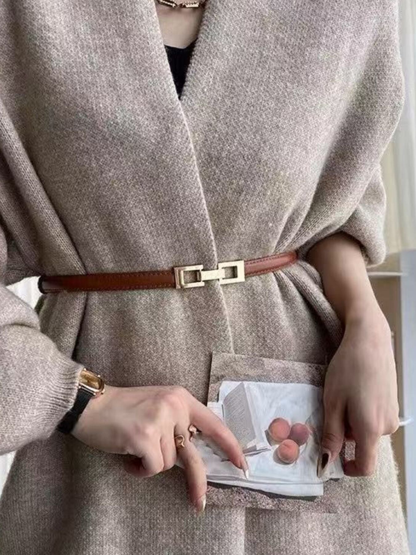 Skinny Belt with Golden Buckle