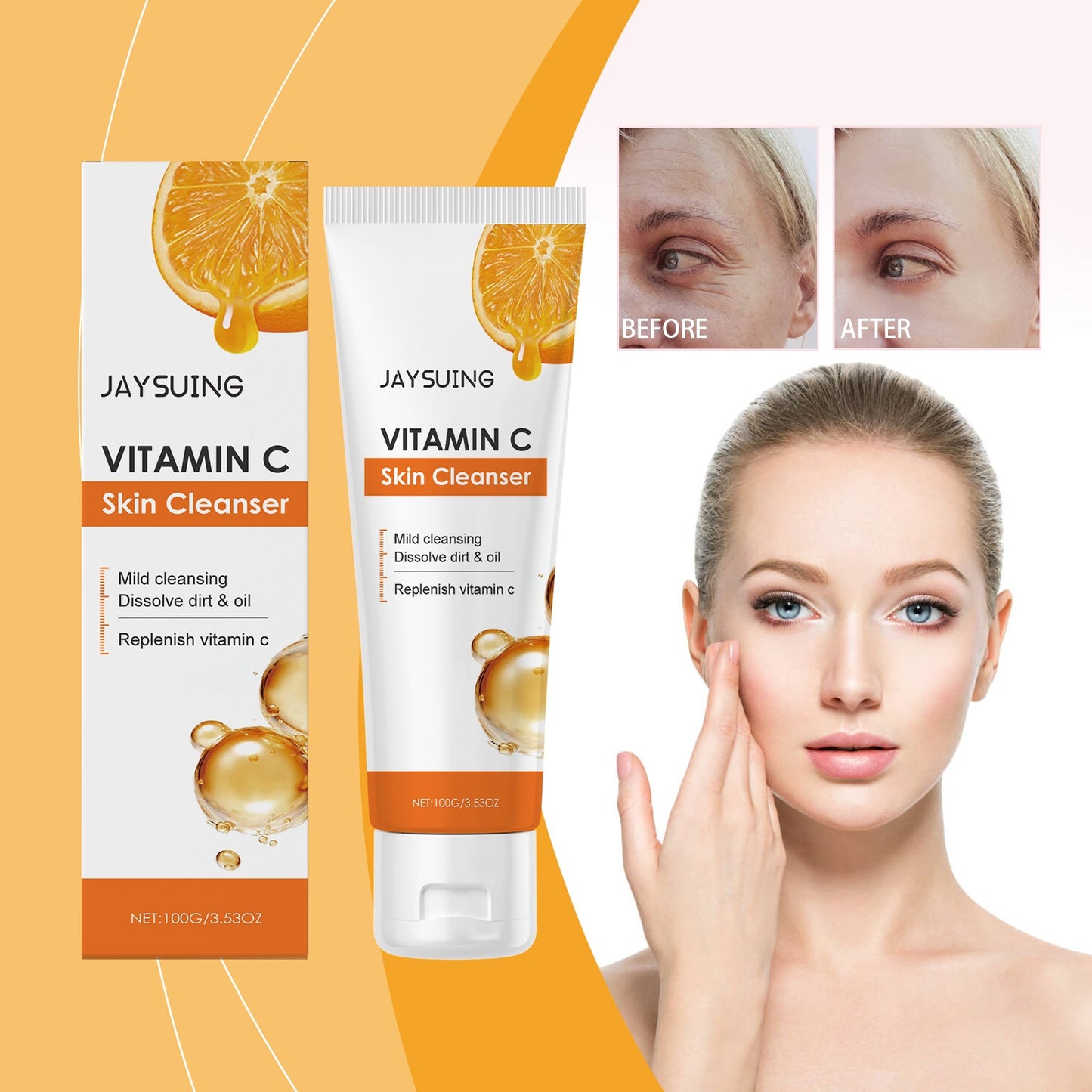 Jaysuing Vitamin C Cleanser, Gentle, Clean, Moisturizing, Tender And Refreshing Skin Care Cleanser For Face