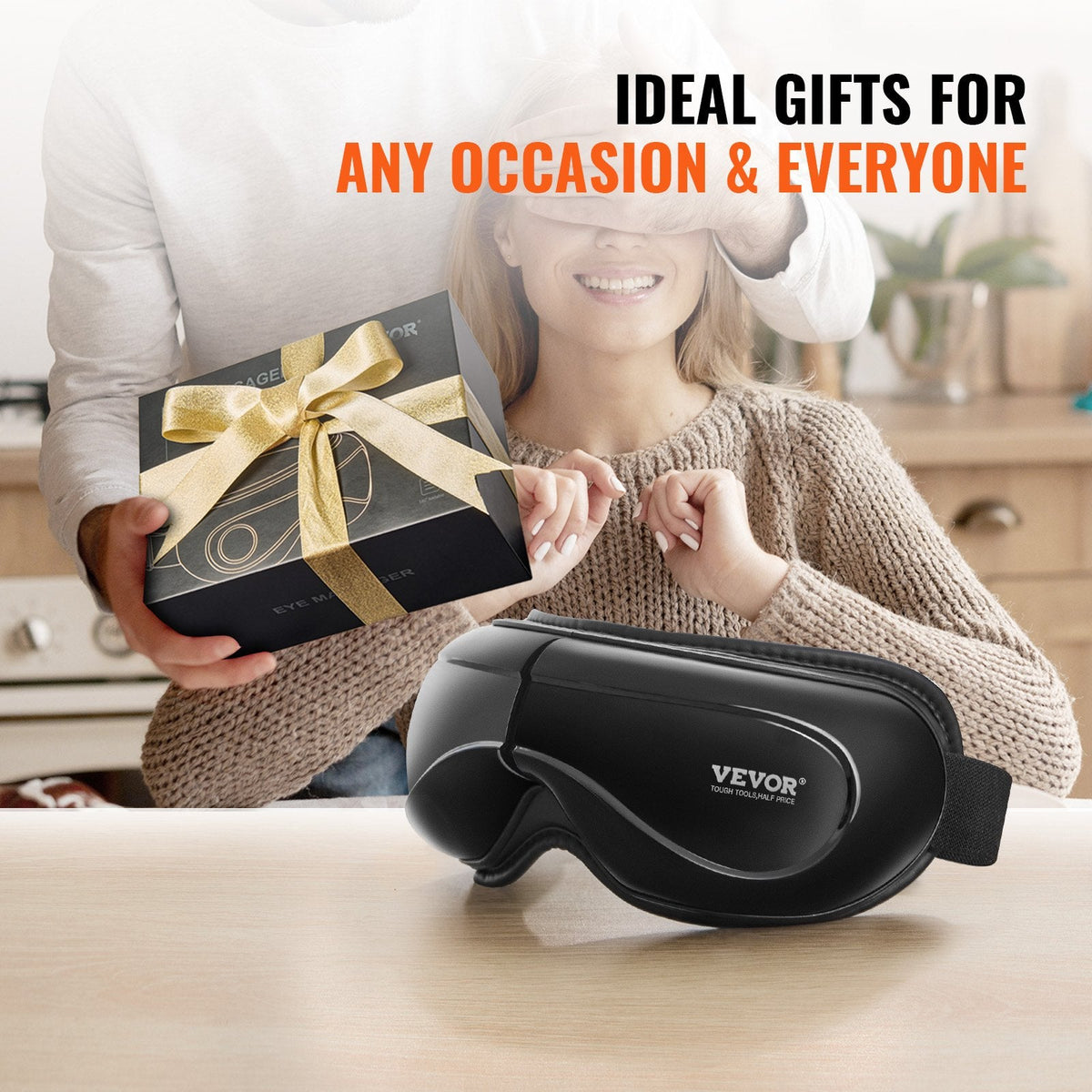VEVOR Eye Massager With Heat & Remote Eye Care Device 5 Modes Bluetooth Music
