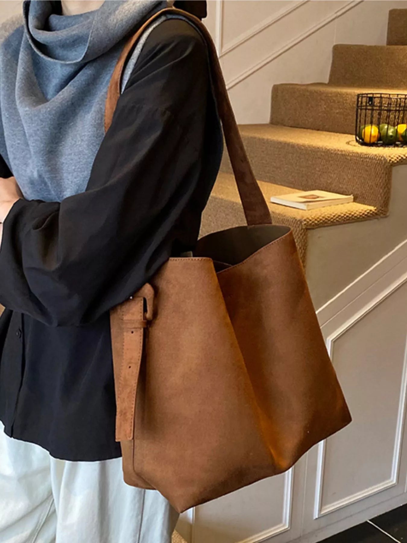 Buckle Adjustable Strap Tote Bag