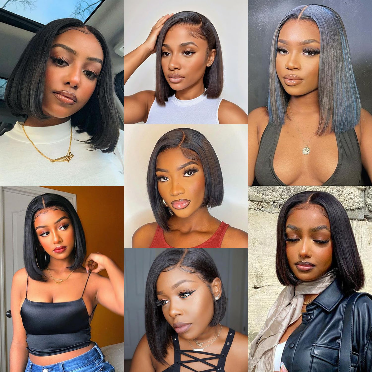 13x4x4 Straight Bob Human Hair Lace Front Wig, Natural Color,Density, 16 Inches