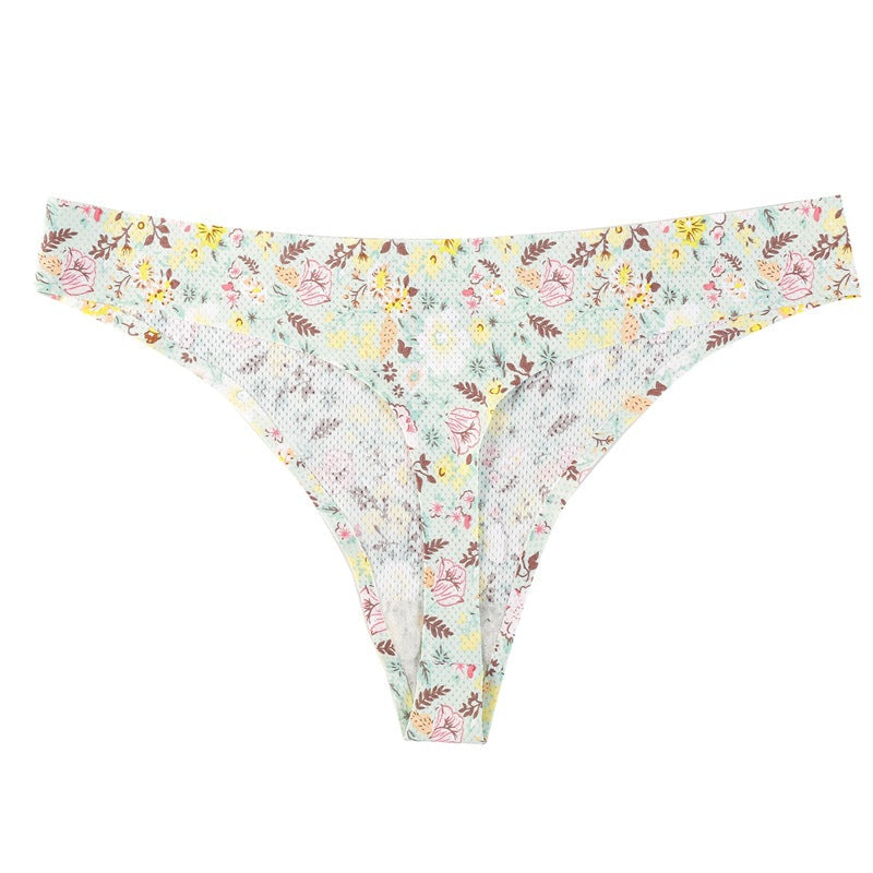 Printed Breathable One Piece Low Waist Thong Women