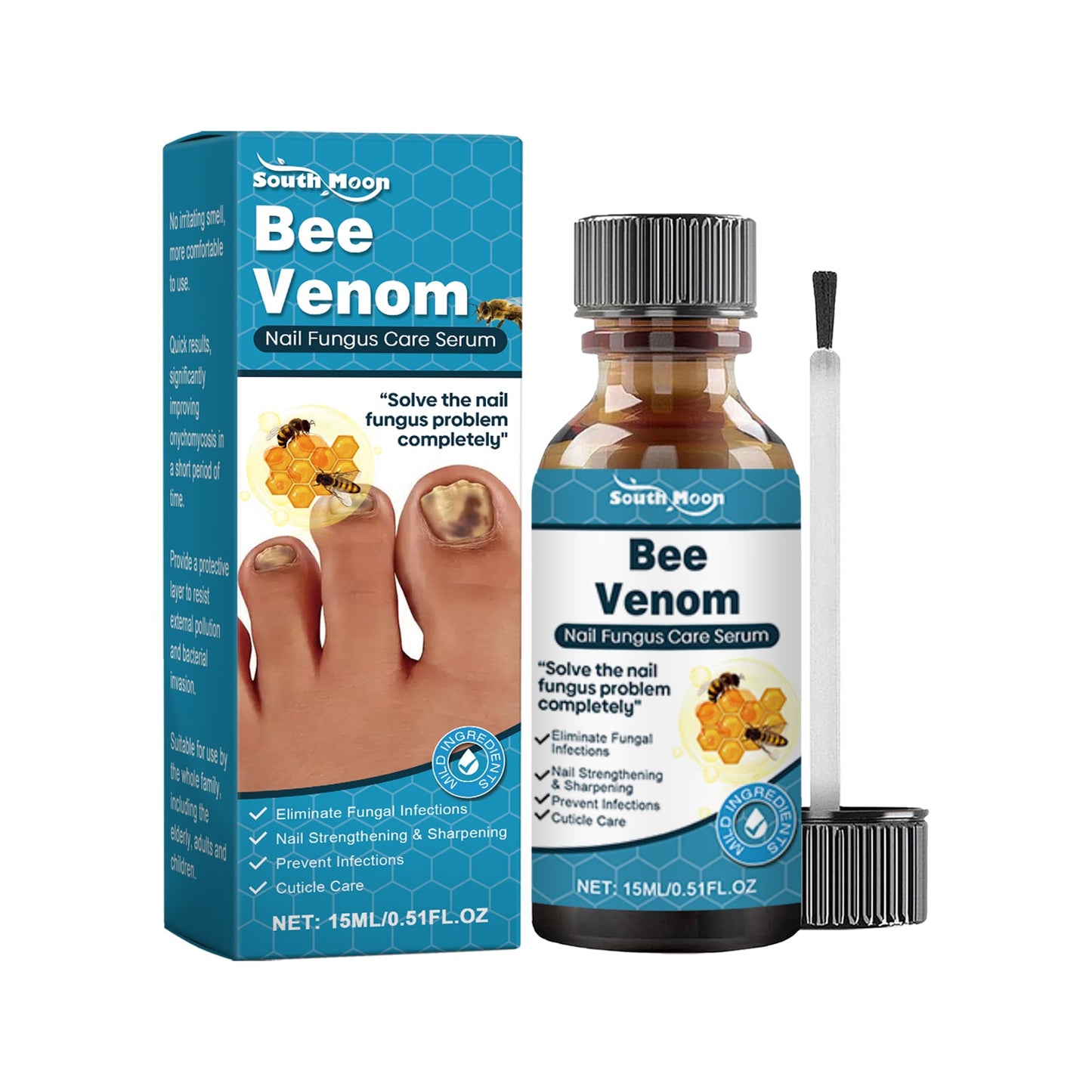 South Moon Nail Care Essence, Clean Fingernails Odor Soft Nail Groove Moisturizing Nail Care Solution