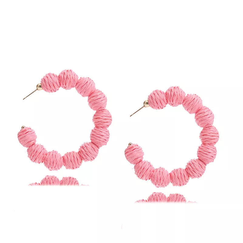 Raffia Grass C-Hoop Earrings