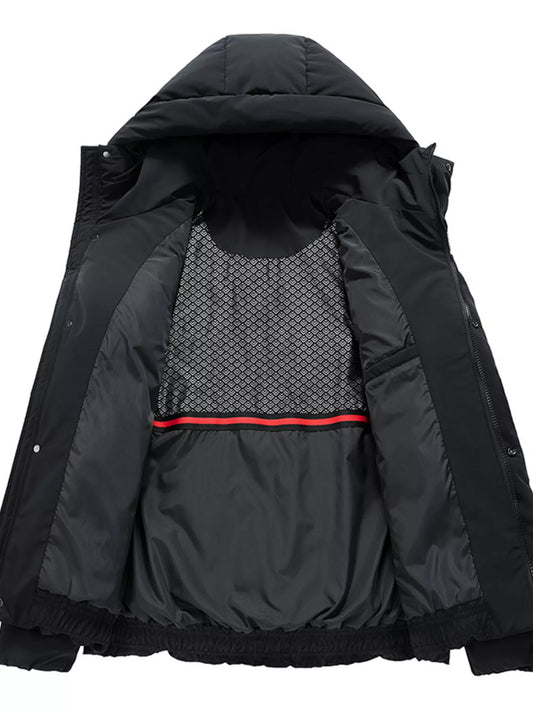 Men's Full Size Snap Down Hooded Padded Winter Jacket Plus Size