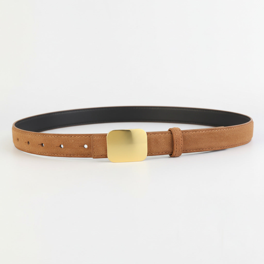Square Buckle Leather Belt