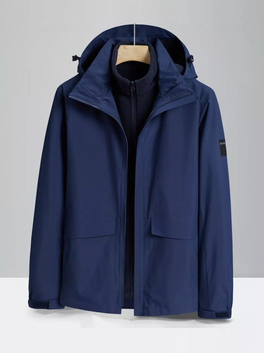 Men's Plus Size Zip Up Waterproof Hooded Jacket