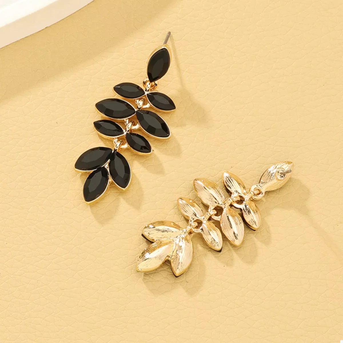 18K Gold-Plated Alloy Resin Leaf Drop Earrings