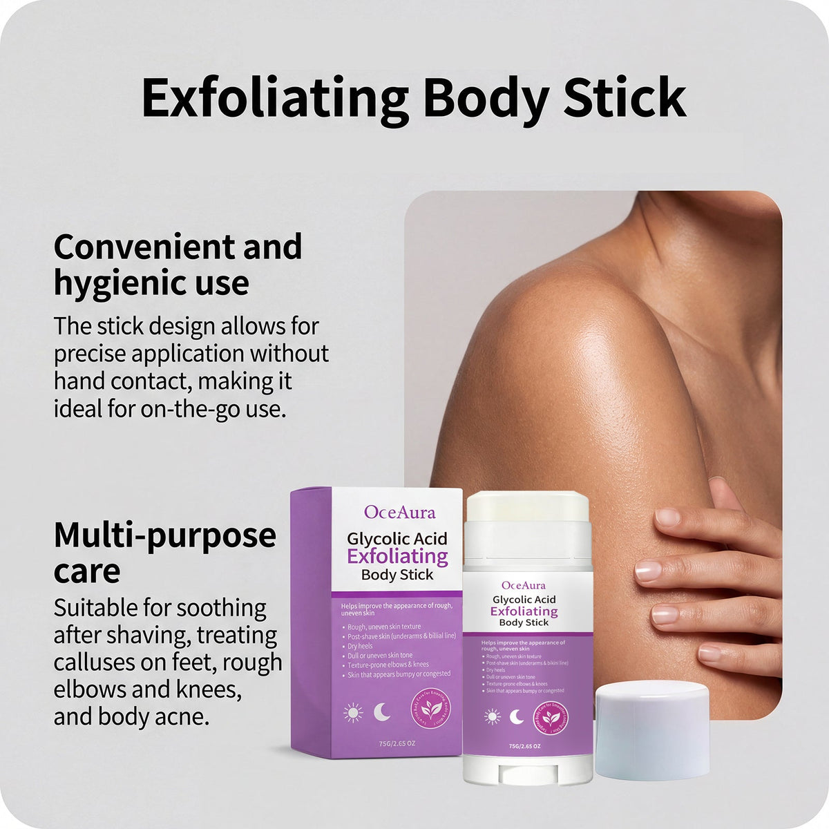 OceAura Moisturizing Glow Body Stick, Gentle Refreshing Solid Body Balm For Hydrating Soft Smooth Skin Daily Body Care