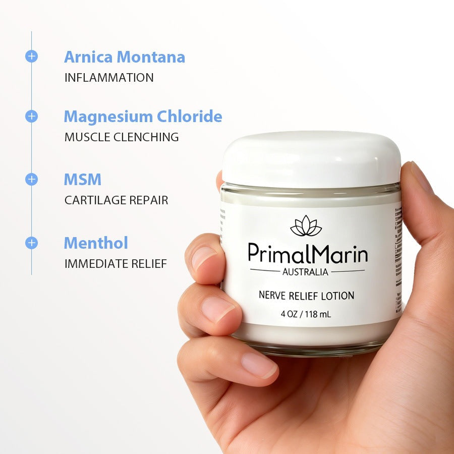 PrimalMarin Nerve Relief Body Lotion, Hydrating Moisturizing Soothing Skin Cream For Dry Rough Skin