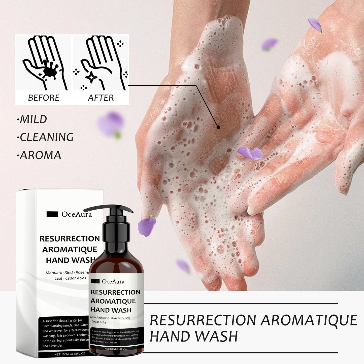 OceAura Aromatic Hand Sanitizer, Perfumed Perfumed Perfumed Hand Deep Cleansing And Gentle Hand Sanitizer