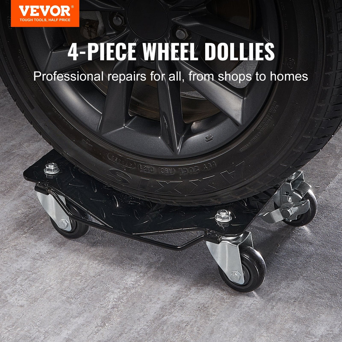 VEVOR Wheel Dolly, 6000 Lbs 2722 Kg Car Moving Dolly, Wheel Dolly Car Tire Stake Set Of 4 Piece, Heavy-duty Car Tire Dolly Cart Moving Cars, Trucks, Trailers, Motorcycles, And Boats