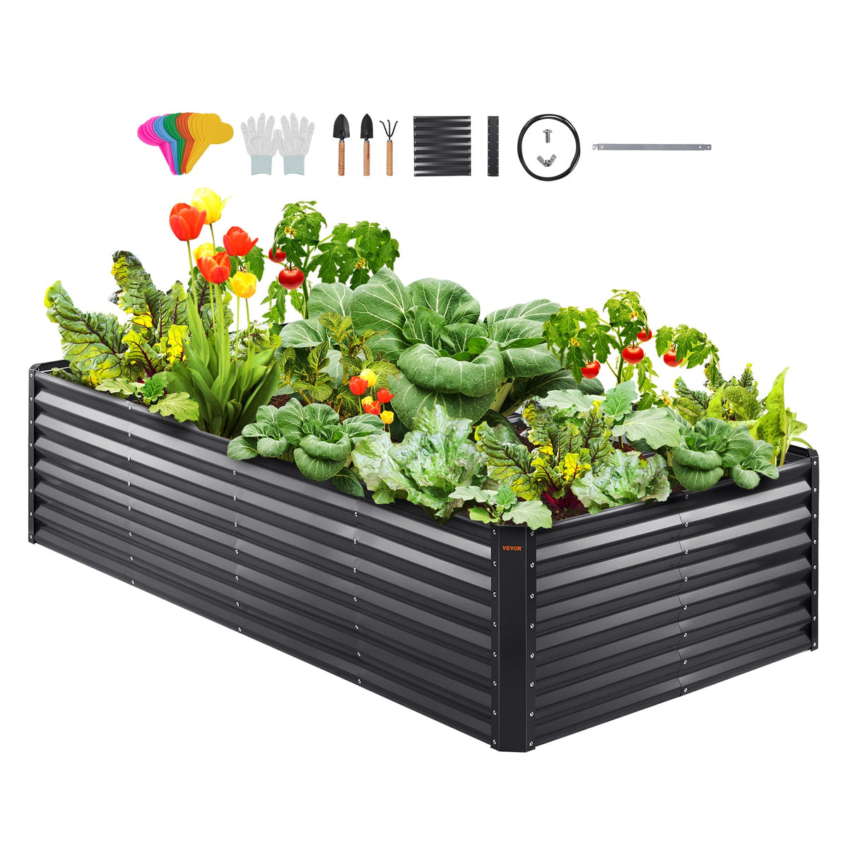 VEVOR Galvanized Raised Garden Bed Planter Box 94.5x47.2x23.6inch Flower Vegetable
