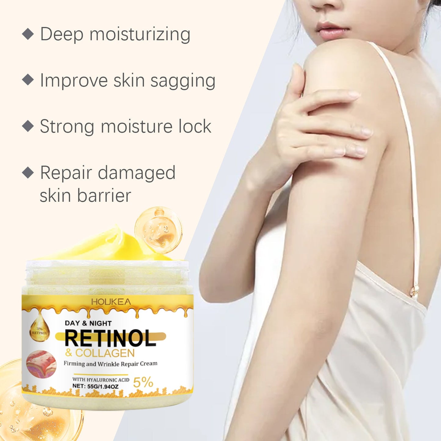 Houkea Firming Moisturizer Moisturizes, Hydrates, Lifts, Care For Skin, Softens, Brightens And Brightens Body Care Cream