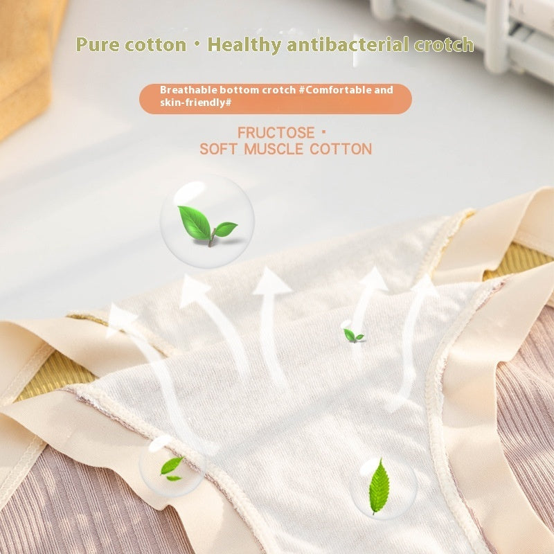 Nude Feel Mid-waist Underwear Seamless Breathable Thin Pure Cotton