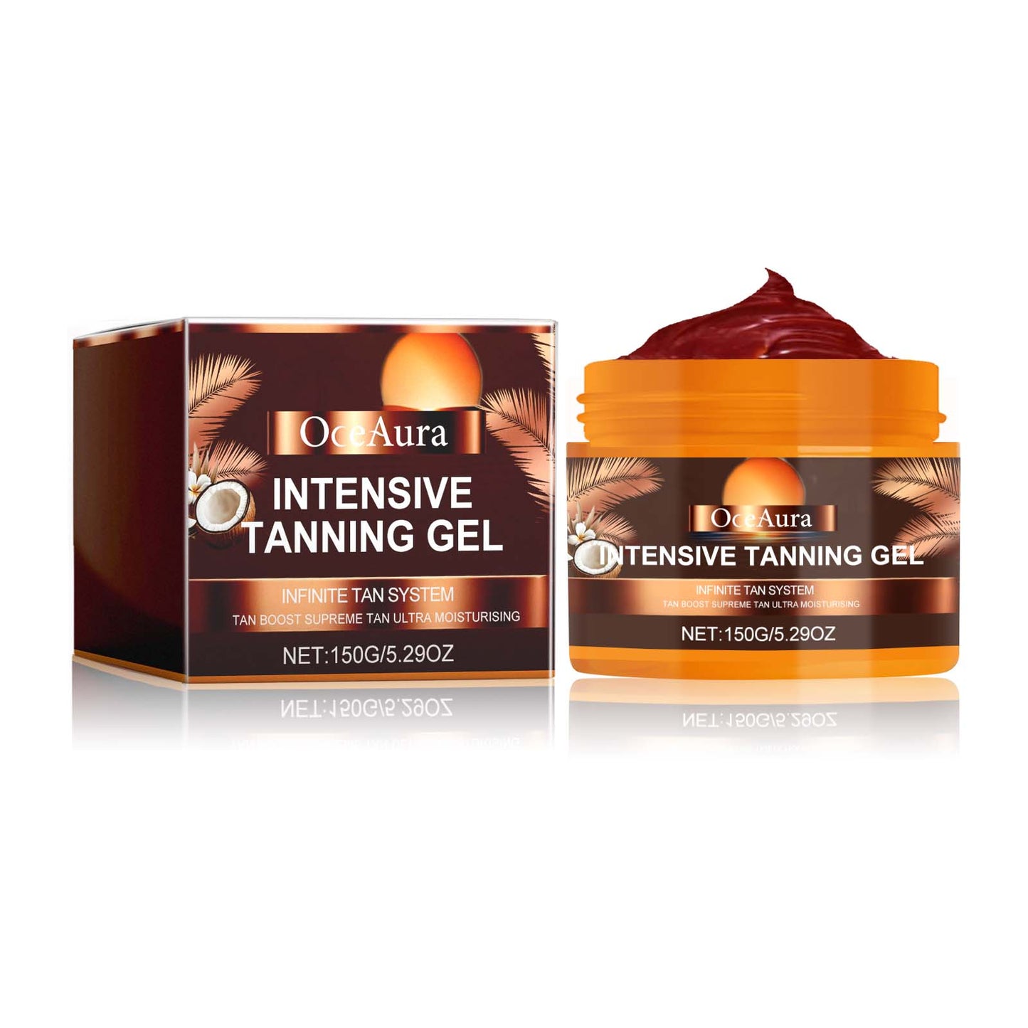 OceAura Intensive Tanning Gel, Sun Free Black Summer Beach Natural Wheat-Colored Moisturizing Body Care