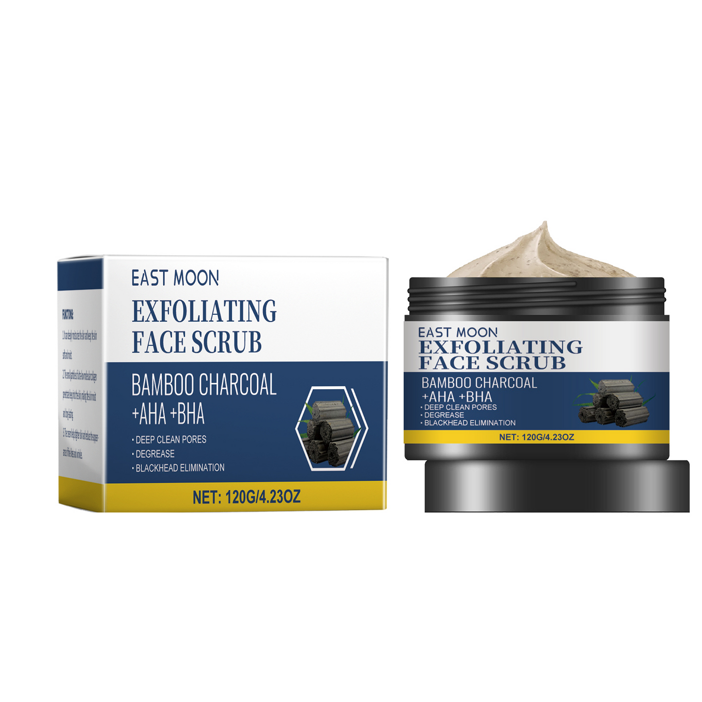 East Moon Charcoal Facial Scrub, Gentle Exfoliating Comfort Cleansing Face Moisturizing Moisturizing Scrub