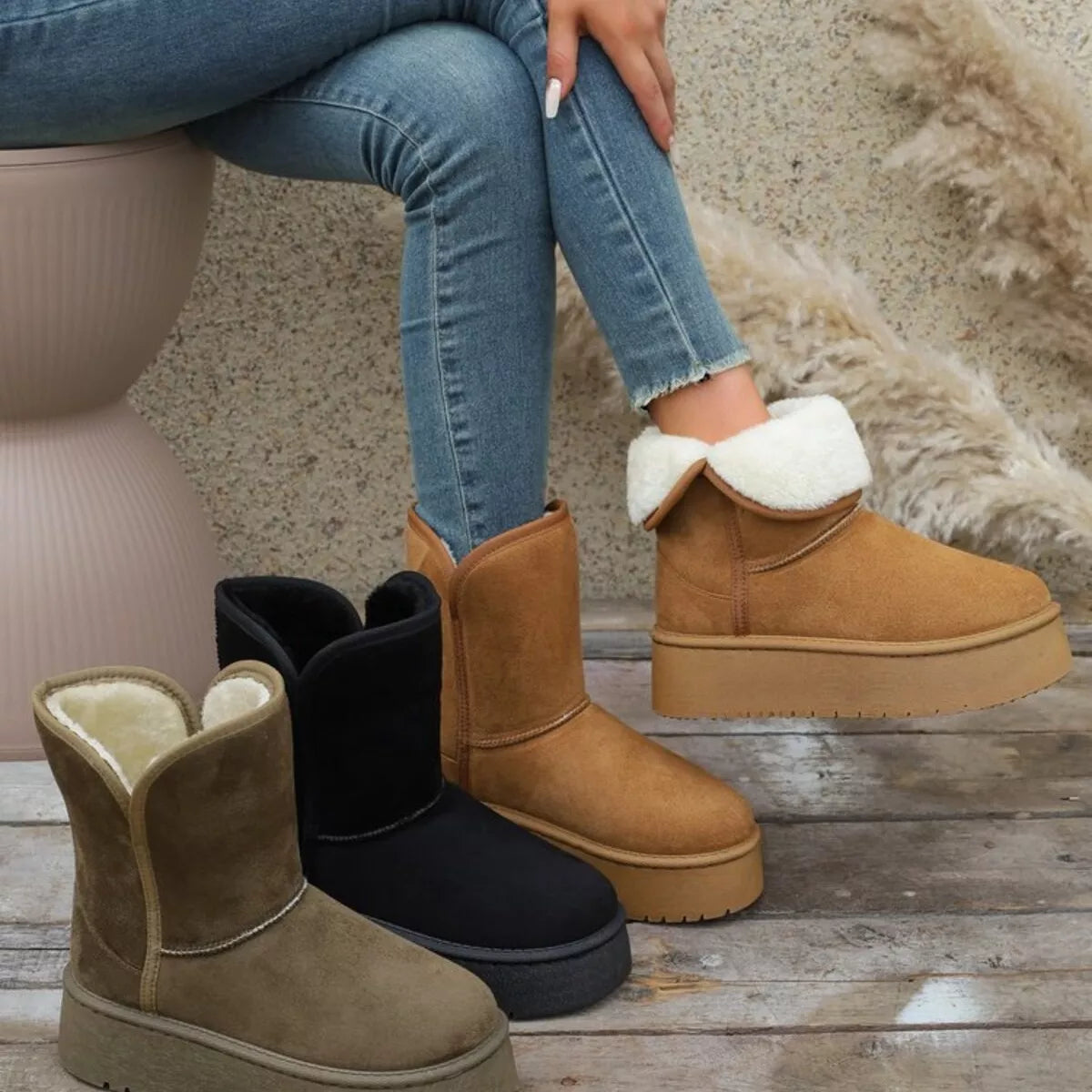 Round Toe Platform Boots