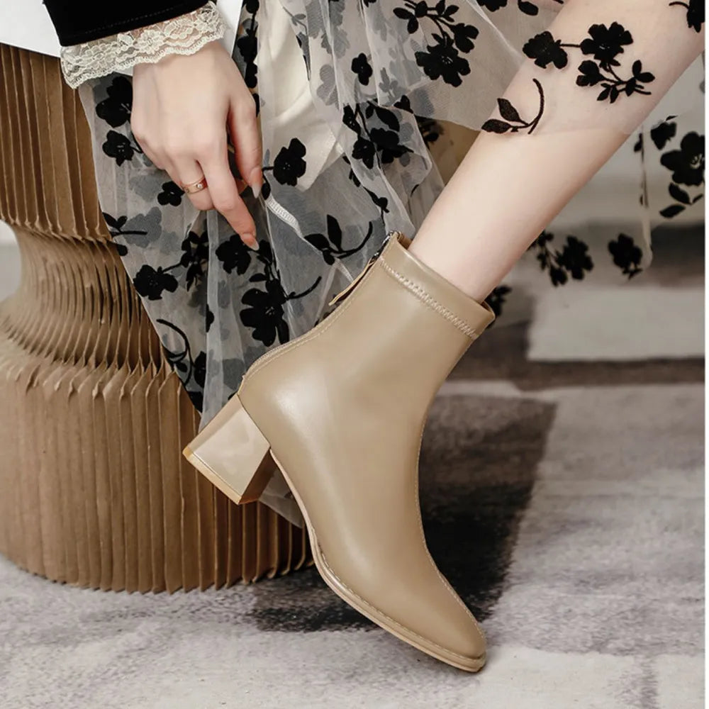 Round Toe Block Heels Boots