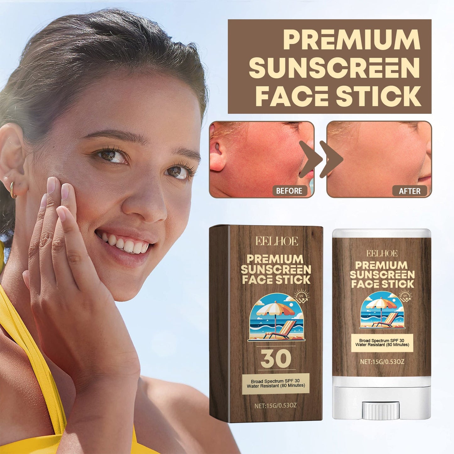 EELHOE Hydrating Stick, Relieve Dry Skin, Moisturize, Prevent Sweat, Moisturize, Protect Against Summer Sun Exposure, And Protect
