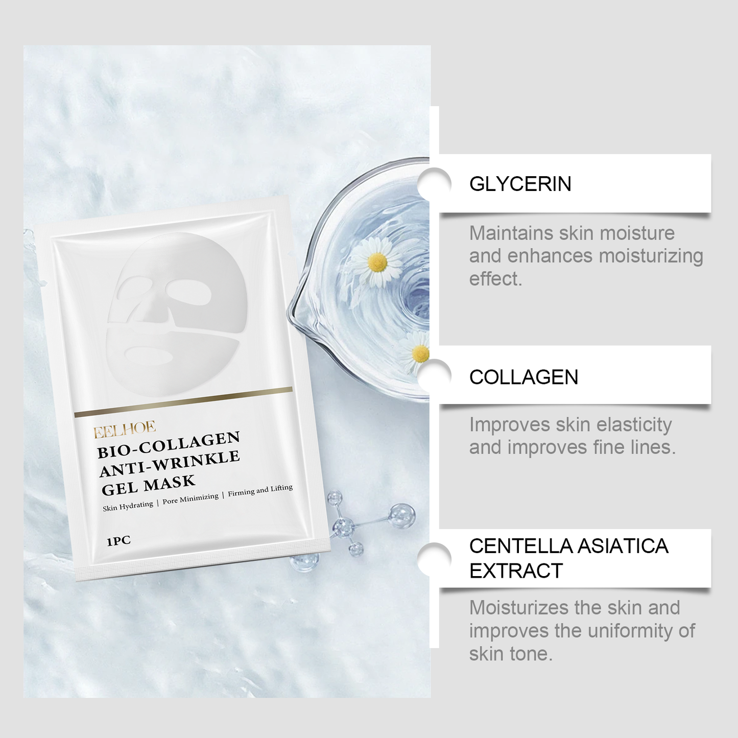 EELHOE Collagen Mask (Bag) Collagen Essence Gently Nourishes And Softens The Facial Skin, Hydrating And Moisturizing