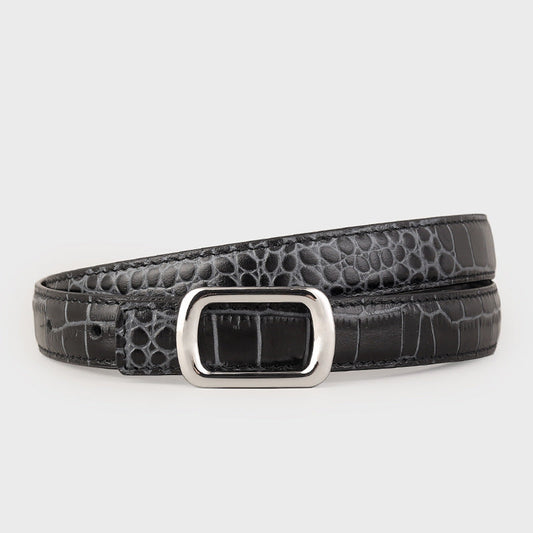 Crocodile Embossed Leather Belt