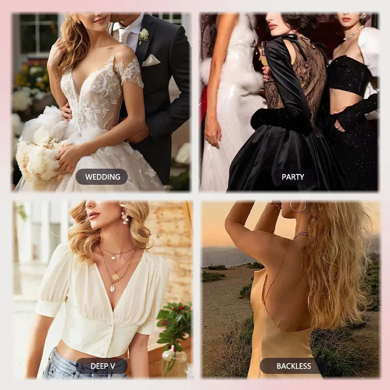 Push-up Sticky Bra, Sweat-proof Glue, Adhesive Push Up Cleavage Bra, Up To G Cup, Seamless Strapless Bra For Date Night, Backless & Red Dress, Waterproof & Reusable SpringStatements