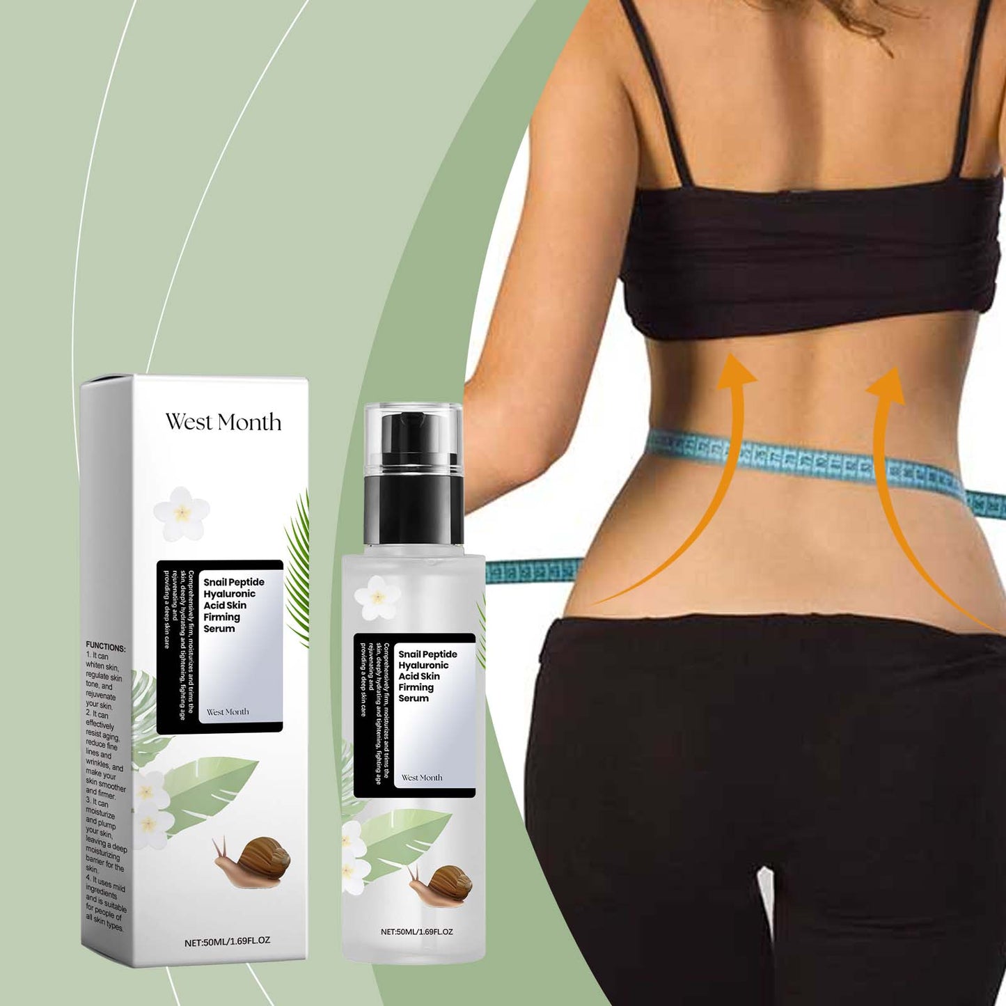 West&Month Snail Peptide Hyaluronic Acid Firming Serum Moisturizes And Tights Skin, Firming And Smoothing Skin Lines