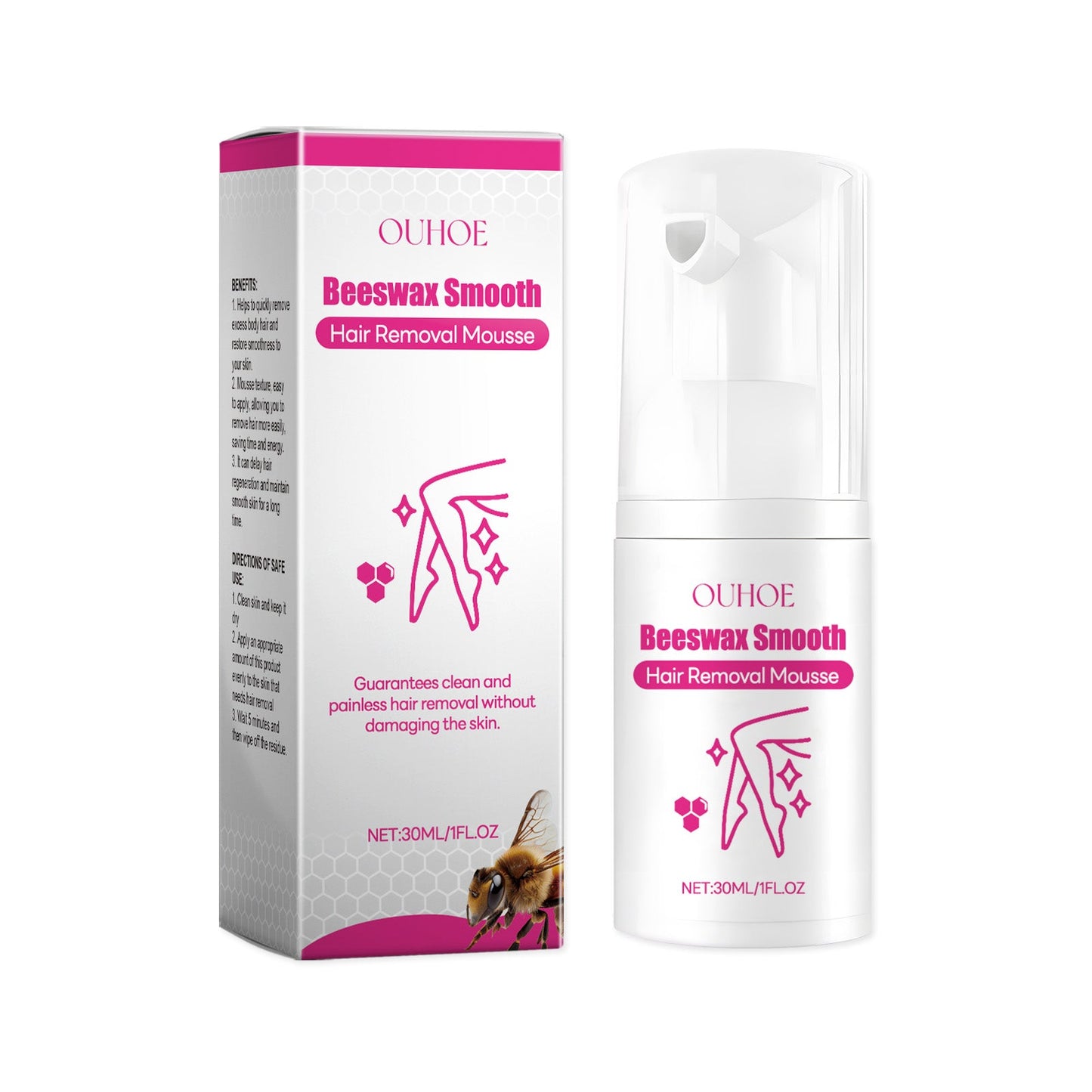 OUHOE Gentle Depilatory Mousse Gentle Depilatory Body Hair Removal Refreshing Silky Skin Care Foam Mousse