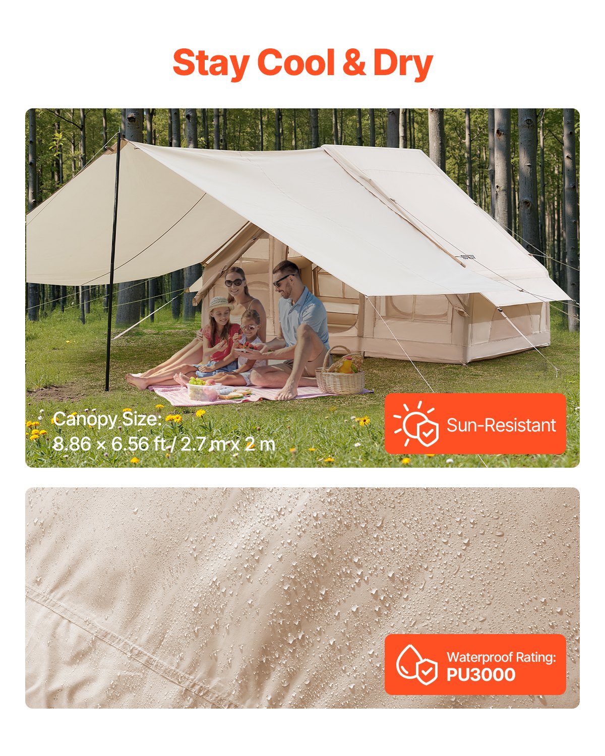 Inflatable Tent For Camping 3-5 Person Glamping Tent With Pump Canopy