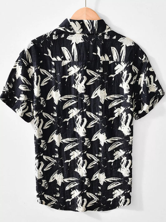 Men's Plus Size Printed Short Sleeve Casual Shirt