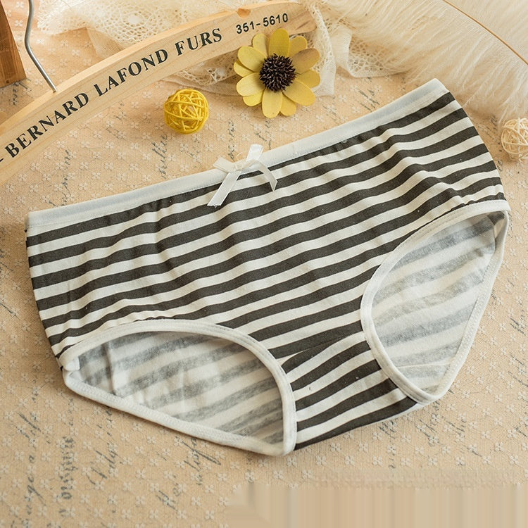 Striped Navy Style Bow Cute Women's Panties
