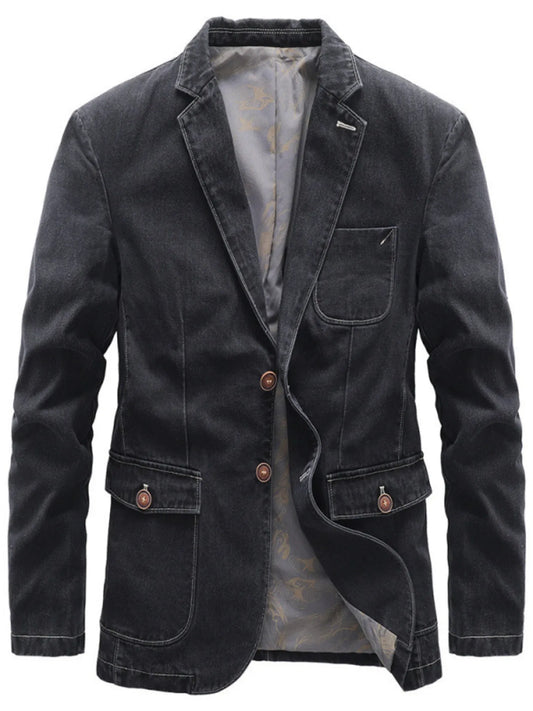 Men's Full Size Lapel Collar Long Sleeve Blazer Plus Size