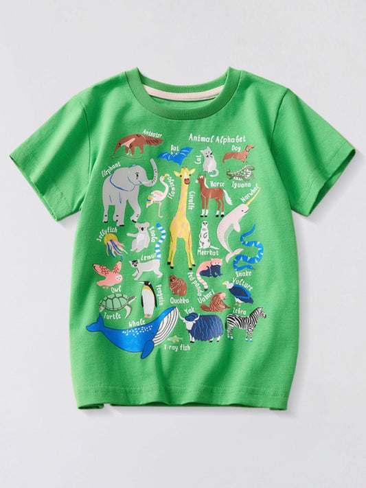 Children's Animal Print Crew Neck T-Shirt